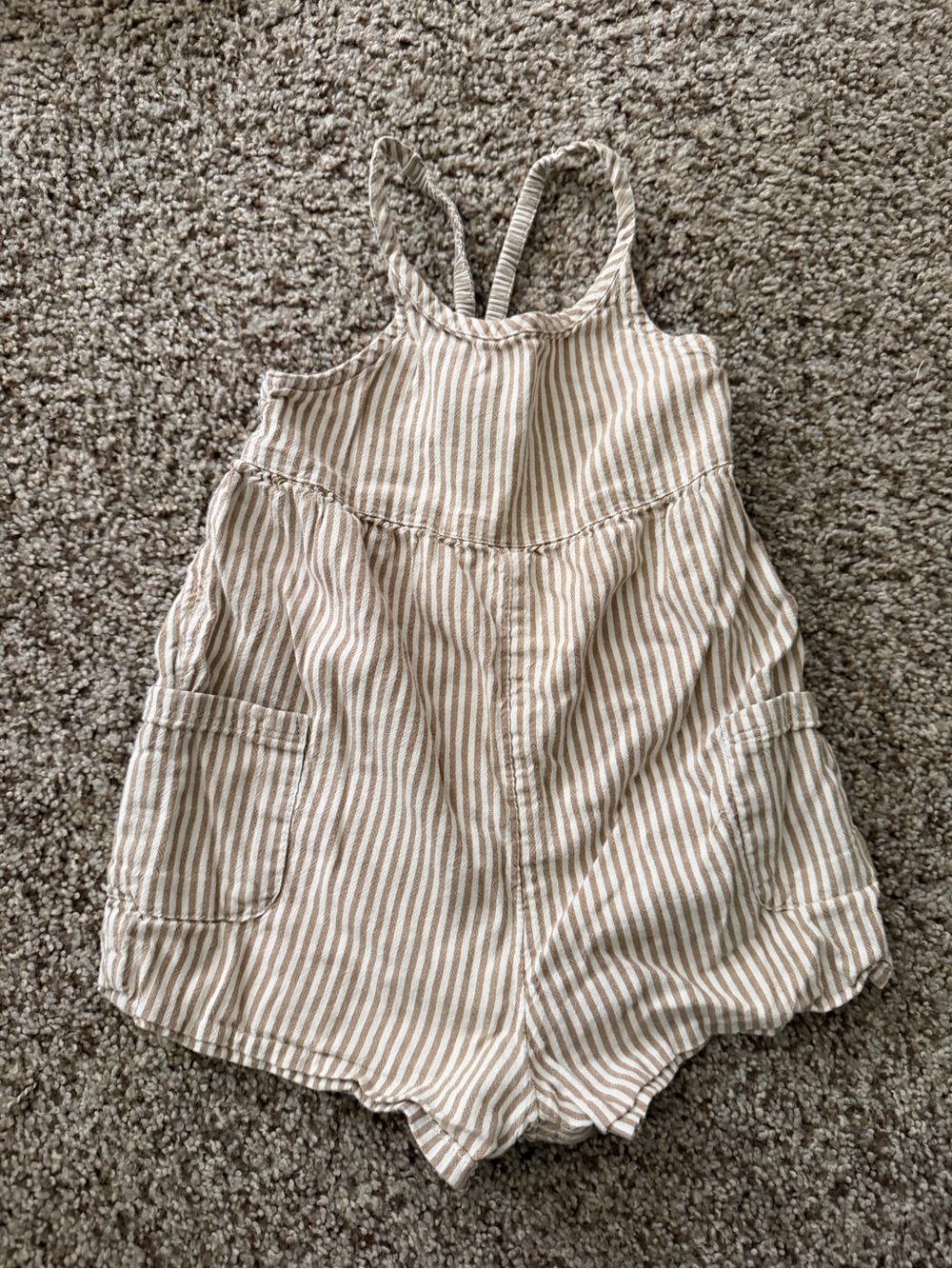 Old Navy Beige and White Striped Girls Romper